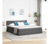 Teenpull Dark Gray Storage Bed with Mattress, 160 x 200 cm, upholstered headboard, Hydraulic Lift, slatted Base, Engineered Wood Frame, Metal Structure, 280 kg Support for Bedroom