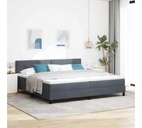 Teenpull Dark Gray Velvet Box Spring Bed 200 x 200 cm, upholstered Frame with Adjustable headboard, Wooden Slat Support, Indoor Bedroom Comfort, Stable Base for Two Adults