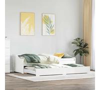 Teenpull Diván con Nido abatible iRun de Madera Maciza de Pino en Color Blanco para Dormitorio y Sala de Estar Estructura Resistente Soporte lámina Cama sofá Cama con Almacenamiento y Espacio para