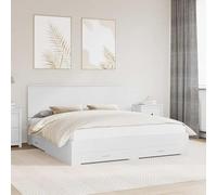 Teenpull Engineered Wood Bed Frame with Drawer, 180 x 200 cm, Slatted Base, Headboard, Storage Bed for Bedroom, Double Use, Easy Care, Space Saving Design for Adults and Guests