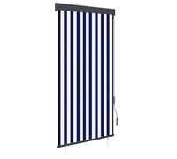 Teenpull Estor para exteriores, 100 x 250 cm, color azul y blanco, hecho a mano, resistente a los rayos UV y al calor, con barra frontal de aluminio y caja de acero, ideal para balcón, terraza, jardín