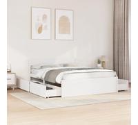 Teenpull Estructura de Cama Blanca de Madera de Pino de 150x200 cm con cajones de Almacenamiento Base de láminas y cabecero versátil para dormitorios Juveniles Adultos e Infantiles