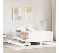 Teenpull Estructura de Cama Blanca de Madera de Pino para colchón de 120x200 cm con cajones de Almacenamiento y cabecero versátil Ideal para dormitorios Juveniles Adultos o Infantiles