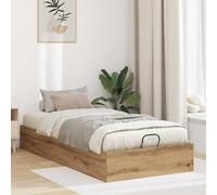 Teenpull Estructura de Cama canapé abatible Roble Artisan 100 x 200 cm con almacenaje bajo Cama, Mecanismo de elevación a Gas, Montaje fácil, Soporte hasta 240 kg para Dormitorio Interior