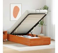 Teenpull Estructura de Cama canapé marrón Cera 80 x 200 cm en Pino Macizo con elevación a Gas, almacenaje Integrado, sin somier para Dormitorio, Descanso y