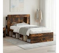 Teenpull Estructura de Cama con almacenaje Roble Ahumado 75 x 190 cm, somier con Base de Madera, cabecero Integrado, cajones Inferiores, Soporte de láminas para Dormitorio Interior