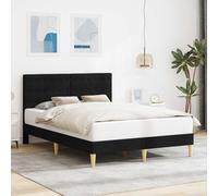 Teenpull Estructura de Cama con cabecera Negra de 140 x 190 cm Tela Resistente Duradera Soporte para colchón con Patas cónicas diseño Moderno fácil de Limpiar Ideal para dormitorios Juveniles y