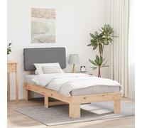 Teenpull Estructura de Cama con Cabecera Tapizada Gris Claro 90 x 190 cm para Dormitorio Juvenil Adulto Infantil con Base de Plataforma y Diseño Moderno