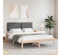Teenpull Estructura de Cama con cabecera tapizada Gris Oscuro para Dormitorio de 135 x 190 cm, Soporte Resistente de Madera de Pino, diseño Compacto y Funcional Ideal para Descanso Juvenil y Adulto