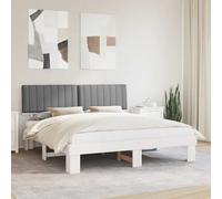 Teenpull Estructura de cama con cabecero acolchado de madera de pino maciza, color gris claro, 180 x 200 cm, tamaño Super King Size para dormitorio, cama de matrimonio con somier de láminas resistente