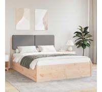 Teenpull Estructura de cama con cabecero acolchado gris claro, madera maciza de pino de 160 x 200 cm, somier de láminas integrado, cama doble para dormitorio, fácil de montar, cómoda litera