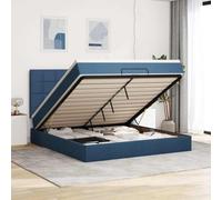 Teenpull Estructura de Cama con cabecero, colchón de muelles ensacados y lámparas LED Ajustables para Dormitorio Juvenil o Adulto, Soporte con almacenaje abatible y tapizado Azul