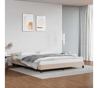 Teenpull Estructura de Cama con cabecero tapizado en Cuero sintético Color Capuchino para colchón de 180x200cm Soporte Resistente con Patas robustas Ideal para dormitorios Juveniles Adultos e