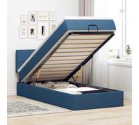 Teenpull Estructura de Cama con cabecero y colchón de Tela Azul 90x190 cm con Almacenamiento hidráulico Soporte para Dormitorio Juvenil Adulto Infantil con Base abatible y Funda Lavable