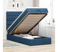 Teenpull Estructura de Cama con cabecero y colchón de Tela Azul 90x190 cm con Base de Almacenamiento elevable para Dormitorio Juvenil y Adulto con Soporte y diseño abatible