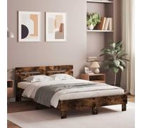Teenpull Estructura de Cama con cabecero y Luces LED RGB para Dormitorio de 120x190cm en Roble Ahumado, Resistente, con Soporte Lumbar, Base de láminas y diseño Moderno Ideal para Descanso y