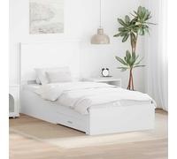 Teenpull Estructura de Cama con cajón 90 x 190 cm, Madera de ingeniería, somier de Lamas, cabecero, almacenaje, Soporte para colchón, Dormitorio Moderno, Montaje fácil, 1 Plaza