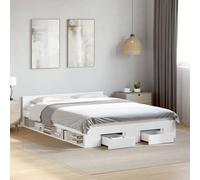 Teenpull Estructura de Cama con cajones de Madera de ingeniería Blanca para Dormitorio de 120x200 cm Soporte con láminas y Almacenamiento para Adultos e Infantiles diseño Funcional y Estable