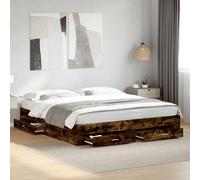 Teenpull Estructura de Cama con cajones de Madera de ingeniería en Roble Ahumado para colchón de 180x200 cm, Base de Soporte con láminas Resistentes, Ideal para dormitorios Juveniles