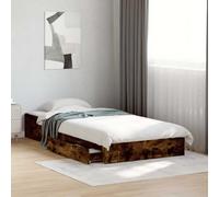 Teenpull Estructura de Cama con cajones de Madera de ingeniería en Roble Ahumado para Dormitorio de 90x190 cm con Almacenamiento práctico y Soporte Estable para Adultos, Juveniles e Infantiles