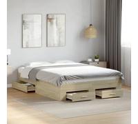 Teenpull Estructura de Cama con cajones de Madera ingeniería Roble Sonoma para colchón de 140x190 cm con Base de Listones y Amplio Almacenamiento Ideal para dormitorios Juveniles Adultos o Infantiles