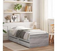Teenpull Estructura de Cama con cajones Gris Sonoma 90x190 cm de Madera de ingeniería Soporte para colchón con Almacenamiento y Base de Listones Ideal para dormitorios Juveniles Adultos e Infantiles
