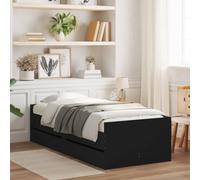 Teenpull Estructura de Cama con cajones Negro 100x200 cm de Madera de ingeniería con Base de láminas y Amplio Espacio de almacenaje para dormitorios Juveniles Adultos e Infantiles