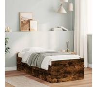 Teenpull Estructura de Cama con cajones Roble Ahumado para colchón de 100x200 cm, Cama con Soporte de lámina y Base de Almacenamiento, Ideal para dormitorios Juveniles, Adultos e Infantiles