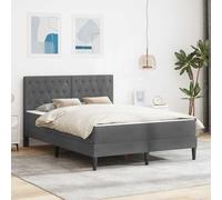 Teenpull Estructura de cama con colchón de terciopelo gris oscuro, 160 x 200 cm, con somier, relleno de espuma, cabecero de almacenamiento, para dormitorio y habitación de invitados