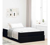 Teenpull Estructura de cama con colchón, tela negra, 120 x 190 cm, espuma de firmeza media, confort, cajones, dormitorio, cama individual, cama juvenil