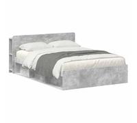 Teenpull Estructura de cama con espacio de almacenamiento, color gris hormigón, material de madera, 140 x 190 cm, somier de lamas, cama doble, dormitorio, cajones de almacenamiento, estructura moderna