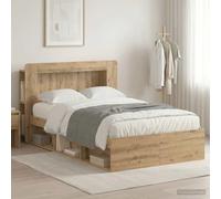 Teenpull Estructura de cama con espacio de almacenamiento de roble Artisan, 120 x 190 cm, resistente estructura de madera con somier y cajones, para dormitorio, habitación de invitados, habitación
