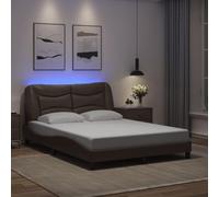 Teenpull Estructura de Cama con LED marrón para colchón de 140x190 cm con cabecero tapizado Soporte de Madera y Base de Listones Ideal para dormitorios Juveniles y Adultos