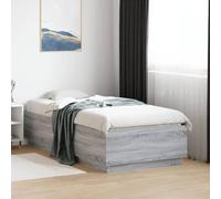 Teenpull Estructura de Cama con Luces LED en Madera Gris Sonoma para Dormitorio de 90x190 cm Soporte Soporte Cama somier Base lecho cabecero Plataforma Almacenamiento abatible Plegable para Descanso