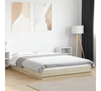 Teenpull Estructura de Cama con Luces LED RGB Madera de Roble Sonoma para Dormitorio de 120x200 cm con Soporte de Madera contrachapada y Sistema de iluminación Ajustable