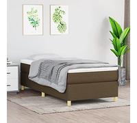 Teenpull Estructura de Cama con somier Tela marrón Oscuro 90x190 cm Base Soporte Plataforma Plegable para Dormitorio Juvenil y Adulto con Patas robustas y Listones de Madera