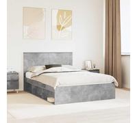 Teenpull Estructura de Cama Concreto 160 x 200 cm, Cama somier con cabecero de Madera de Pino Macizo, Base lecho para colchón King, Dormitorio Moderno, Soporte Duradero y fácil Limpieza