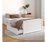 Teenpull Estructura de Cama de Madera de Pino Blanca 90x200 cm con cajones de Almacenamiento, Soporte Robusto y diseño Funcional para dormitorios Juveniles, Adultos e Infantiles, fácil de Montar