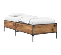 Teenpull Estructura de Cama de Madera Envejecida para colchón de 80 x 200 cm con Base de Listones Soporte Duradero y Patas cónicas Modernas para dormitorios Juveniles Adultos o Infantiles en hogar