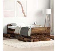 Teenpull Estructura de Cama de Madera Envejecida para colchón de 90 x 200 cm con Base, cabecero y cajones de almacenaje para dormitorios Juveniles, Adultos e Infantiles, fácil de Montar
