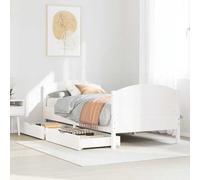 Teenpull Estructura de Cama de Madera Maciza Blanca para colchón de 90x190 cm con cajones de almacenaje y cabecero versátil para dormitorios Juveniles Adultos e Infantiles
