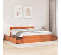 Teenpull Estructura de Cama de Madera Maciza de Pino marrón Cera para colchón de 180x200 cm con cajones de Almacenamiento y cabecero versátil, Ideal para dormitorios Juveniles, Adultos e Infantiles