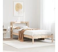Teenpull Estructura de Cama de Madera Maciza de Pino para colchón 90x190 cm con cabecero Independiente y estantes de Almacenamiento Ideal para dormitorios Juveniles y Adultos con Soporte Resistente y