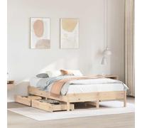 Teenpull Estructura de Cama de Madera Maciza de Pino para colchón de 120x190 cm con cajones de Almacenamiento Ruedas y Base de Listones Ideal para dormitorios Juveniles Adultos e Infantiles