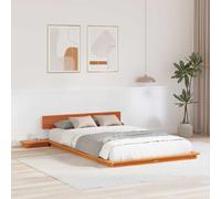 Teenpull Estructura de Cama de Madera marrón 120 x 200 cm con mesita de Noche, Soporte para colchón y diseño Moderno para dormitorios Juveniles, Adultos o Invitados con