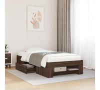 Teenpull Estructura de Cama de Madera marrón Roble sin colchón con Base de láminas 75x190 cm, Incluye cajones y Compartimentos Abiertos, Ideal para dormitorios Juveniles, Adultos o Infantiles