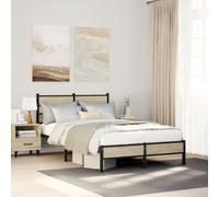 Teenpull Estructura de Cama de Madera Roble Sonoma para colchón de 120x190 cm Soporte Duradero con Espacio de almacenaje Cama sofá con cabecero y Base de Metal para Dormitorio Juvenil o Infantil