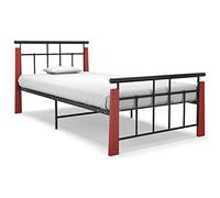 Teenpull Estructura de Cama de Metal y Madera de Roble 90x200 cm para Dormitorio Juvenil y Adulto con Soporte de lámina Plataforma Resistente y diseño abatible para