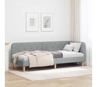 Teenpull Estructura de Cama en Esquina Gris Claro para colchón de 80 x 200 cm con diseño en L, tapizado en poliéster, versátil sofá Cama y Soporte para Dormitorio Juvenil o Adulto