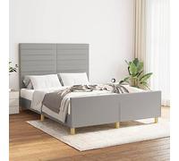 Teenpull Estructura de Cama Gris Claro 140x200 cm con cabecero Ajustable y Patas robustas para Dormitorio Juvenil o Adulto Soporte Duradero y Transpirable Ideal para Descanso y Dormir cómodo en hogar